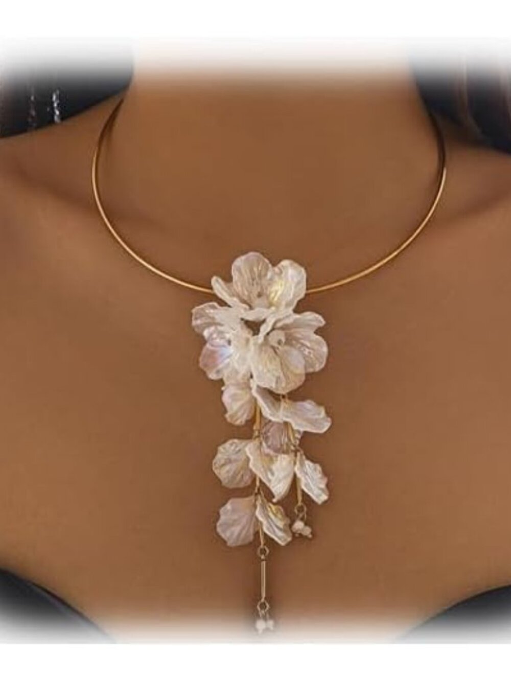 Sexy Crystal Big Flower Collar Necklace Summer Metal Choker Necklace Wedding Bri
